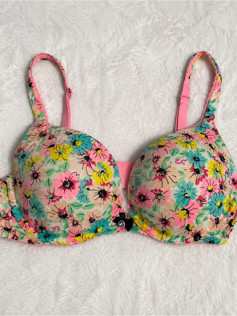 Victoria's Secret Body By Victoria Pink Floral Padded T-Shirt Bra